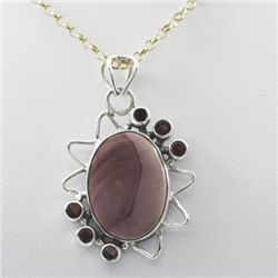 35.5ctw Rose Agate Silver Pendant