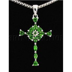 Crucifix 2.20g Sterling Silver Chorme Diopside Pendant