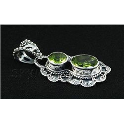 Natural Peridot 18.86ctw Antique Design .925 Pendant