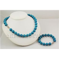 SET OF BLUE TURQUOISE NECKLACE&BRACELET TOTAL 440.97CTW