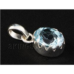 4.50CT Oval Blue Topaz Bezel Design 0.925 Pendant 1.97g