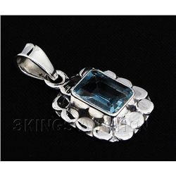 2.40CT Emerald Blue Topaz Cute Design .925 Pendant 2.08