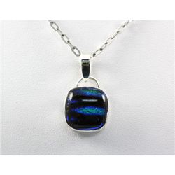 Dichroic Fused Glass in Sterling Silver Pendant, 4.6g