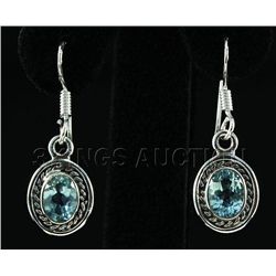 2.20CT Oval Blue Topaz Antique Design 0.925 Earring 3.0