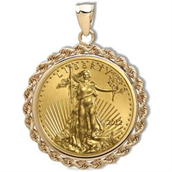 2012 1/4 oz Gold Eagle Pendant (Rope-Prong Bezel) 14KT