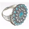 Image 1 : VINTAGE 1930'S *ZUNI INDIAN* STERLING SILVER & TURQUIOSE RING WITH 18 STONES!!