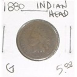 1880 INDIAN HEAD PENNY RED BOOK VALUE IS $5.00 *RARE GOOD GRADE*!! PENNY CAME OUT OF SAFE!!