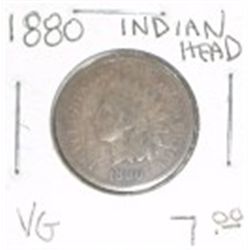 1880 INDIAN HEAD PENNY RED BOOK VALUE IS $7.00 *RARE VERY GOOD GRADE*!! PENNY CAME OUT OF SAFE!!