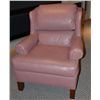 Image 2 : Smithe-Craft Salmon Pink Leather Chair & Ottoman
