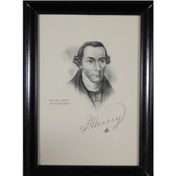 VINTAGE FRAMED PRINT OF PATRICK HENRY 5X7 