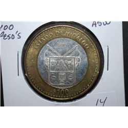 2005 Hidalgo Mexico 100 Pesos Foreign Coin; 20.175 ASW; EST. $25-35