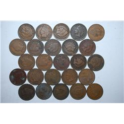 Indian Head Pennies; Various Dates; All Good Or Better; Lot of 25; EST. $30-40