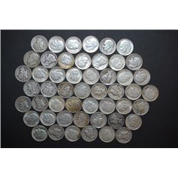 US Silver Dimes $5.00 Face Value; Various Dates & Conditions; Lot of 50; EST. $125-150