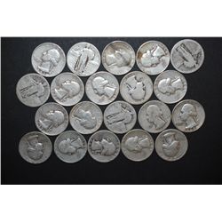 US Silver Quarters $5.00 Face Value; Various Dates & Conditions; Lot of 20; EST. $125-150