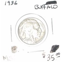 1936 BUFFALO NICKEL RED BOOK VALUE IS $35.00 *RARE MS-62 HIGH GRADE*!!