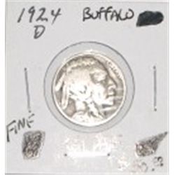 1924-D BUFFALO NICKEL RED BOOK VALUE IS $50.00 *RARE KEY DATE FINE GRADE*!!