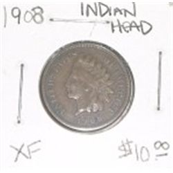 1908 INDIAN HEAD PENNY RED BOOK VALUE IS $10.00 *RARE EXTRA FINE GRADE*!!