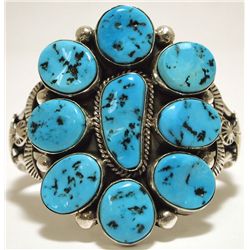Navajo Sleeping Beauty Turquoise Sterling Silver Cuff Bracelet - Mary Ann Spencer
