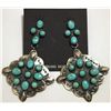 Image 1 : Navajo Turquoise Sterling Silver Post Earrings - Albert J Brown