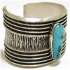Image 2 : Navajo Kingman Turquoise Sterling Silver Tufacast Cuff Bracelet - Philander B Begay