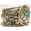 Image 3 : Old Pawn Navajo Turquoise Sterling Silver Spinner Watch Cuff Bracelet - LN