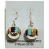 Image 1 : Zuni Multi-Stone Inlay Sterling Silver Sphere French Hook Earrings - Edison Yazzie