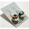 Image 2 : Zuni Multi-Stone Inlay Sterling Silver Sphere French Hook Earrings - Edison Yazzie