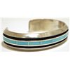 Image 2 : Zuni Turquoise Inlay Sterling Silver Cuff Bracelet - Larry Loretto