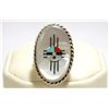 Image 1 : Zuni Multi-Stone Inlay Sun Face Sterling Silver Women's Ring - Hustito