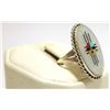 Image 2 : Zuni Multi-Stone Inlay Sun Face Sterling Silver Women's Ring - Hustito