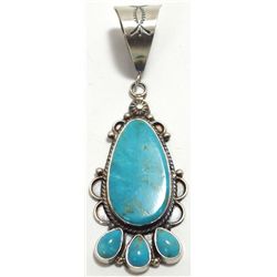 Navajo Turquoise Sterling Silver Pendant - Dean Brown