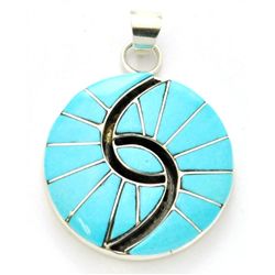 Zuni Turquoise Large Circle Pendant - Amy Quandelacy