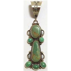 Navajo Green Turquoise Sterling Silver Pendant - Dean Brown