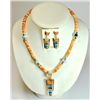 Image 1 : Zuni Orange Spiny Oyster Necklace & Earrings Set - Raylan & Patty Edaakie