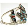 Image 2 : Zuni Multi-Stone Inlay Knifewing Kachina Sterling Silver Cuff Bracelet - Herbert Cellicion