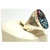 Image 2 : Zuni Multi-Stone Inlay Sun Face Sterling Silver Men's Ring - Angelena Laahty