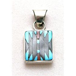 Zuni Multi-Stone Small Rectangle Pendant