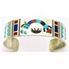 Image 1 : Zuni Multi-Stone Inlay Rainbow Kachina Sterling Silver Cuff Bracelet - Rudell & Nancy Laconsello