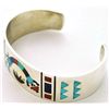 Image 2 : Zuni Multi-Stone Inlay Rainbow Kachina Sterling Silver Cuff Bracelet - Rudell & Nancy Laconsello