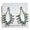 Image 1 : Navajo Turquoise Sterling Silver Squash Blossom Post Earrings - Larry Curley
