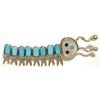 Image 1 : Zuni Multi-Stone Inlay Caterpillar Sterling Silver Pin - Emma Edaakie