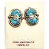 Image 1 : Zuni Turquoise Sterling Silver Snake Post Earrings - Effie Calavaza