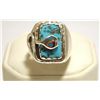 Image 1 : Zuni Turquoise Sterling Silver Snake Men's Ring - Effie Calavaza