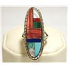 Image 1 : Navajo Multi-Stone Inlay Sterling Silver Women's Ring - Ray Jack