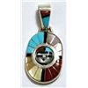 Image 1 : Zuni Multi-Stone Sun Face Spinner Sterling Silver Pendant - Don Dewa