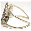 Image 3 : Zuni Multi-Stone Inlay Knifewing Kachina Sterling Silver Cuff Bracelet - Herbert Cellicion