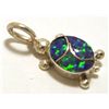 Image 1 : Zuni Ocean Blue Opal Inlay Sterling Silver Turtle Pendant - Vernon Waikaniwa