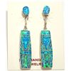 Image 1 : Zuni Blue/Green Opal Inlay Sterling Silver Post Earrings - Phyllis Lucio