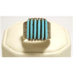 Zuni Turquoise Sterling Silver Men's Ring - Shirley Quam