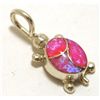 Image 1 : Zuni Matte Pink Opal Inlay Sterling Silver Turtle Pendant - Vernon Waikaniwa